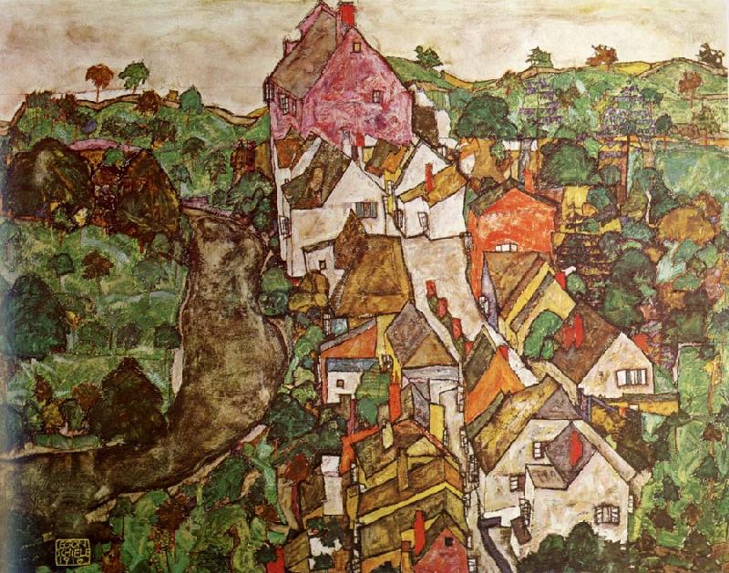 Egon Schiele Landscape at Krumau oil painting picture